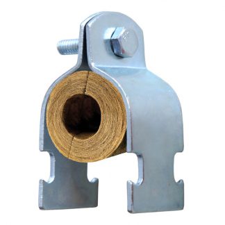 Channel clips - 2 piece clamps with timber ferrules - for copper pipe - photo