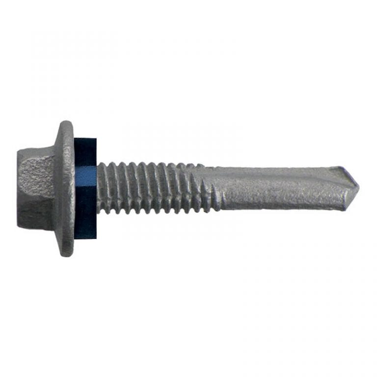 Self drilling screws for metal hex head with seal extended drill