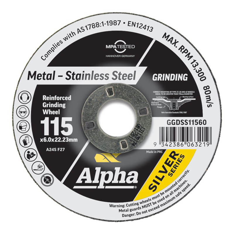 Alpha silver series grinding discs for stainless steel
